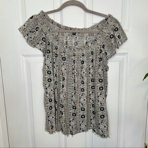 American Eagle Printed Tassel Summer Top Extra Large